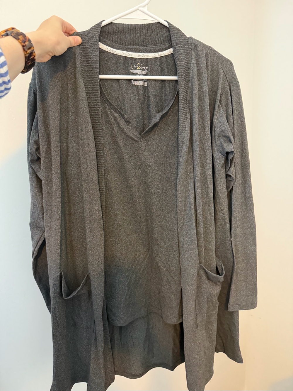 Women's Gray Open Front Cardigan Sweater